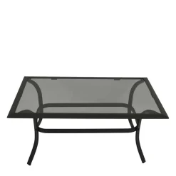 Wohnen Metall-Gartenmöbel|Gartentische*Couchtisch mit Rauchglas Platte - Tubrina