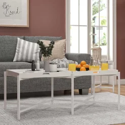 Wohnen Couchtisch mit zwei Tabletts in Weiß - Vereny