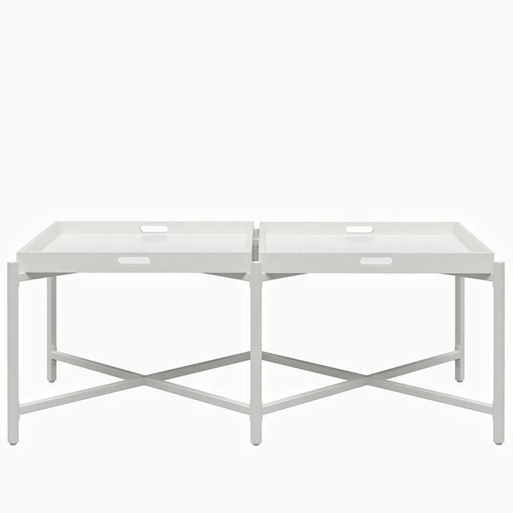 Wohnen Couchtisch mit zwei Tabletts in Weiß - Vereny