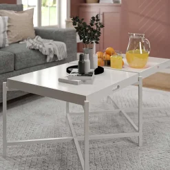 Wohnen Couchtisch mit zwei Tabletts in Weiß - Vereny