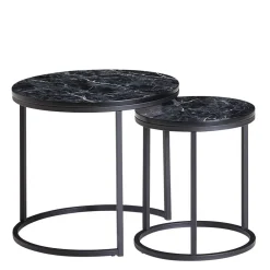 Wohnen Küchentische|Esszimmertische*Couchtisch Set in Marmoroptik Schwarz - Melks (zweiteilig)