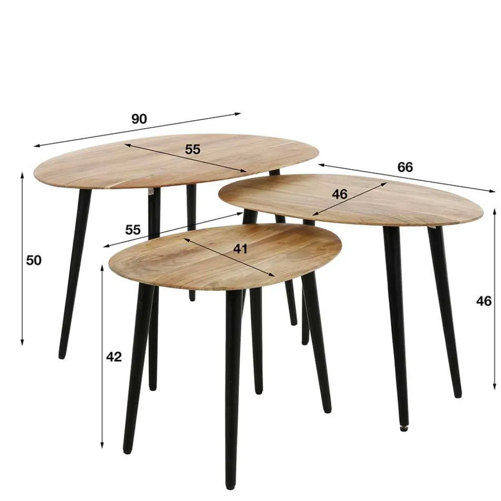 Wohnen Couchtisch Trio aus Akazie - Quierly (dreiteilig)