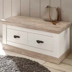 Wohnen Schuhschränke|Garderobenbänke*Country Flurbank mit 2 Schubladen - Nedita