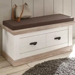 Wohnen Schuhschränke|Garderobenbänke*Country Flurbank mit 2 Schubladen - Nedita