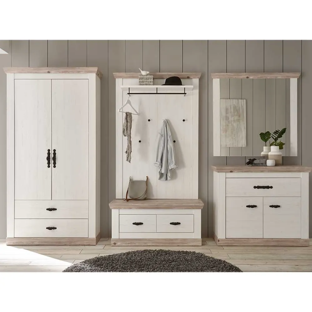 Wohnen Country Flurmöbel Kombi Set - Nedita (fünfteilig)