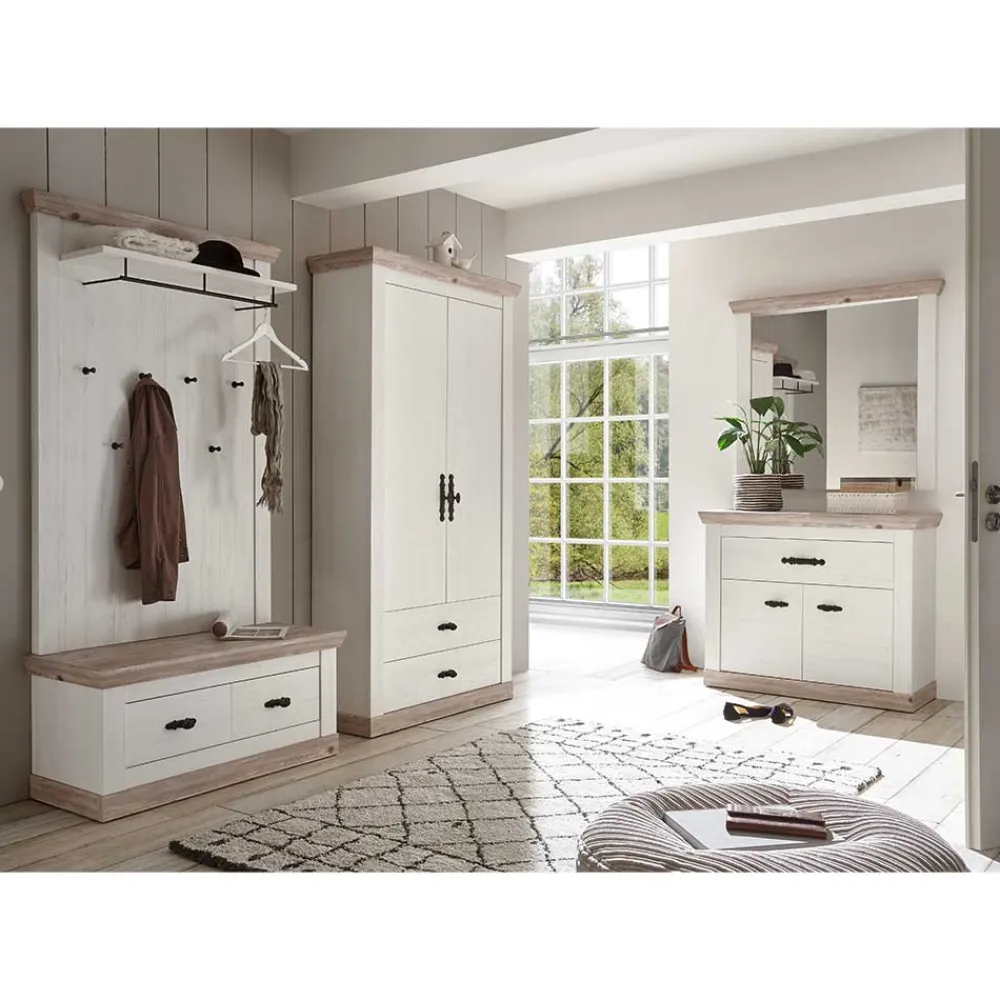 Wohnen Country Flurmöbel Kombi Set - Nedita (fünfteilig)