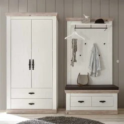 Wohnen Diele Komplett*Country Garderoben Set mit Schrank - Nedita (dreiteilig)