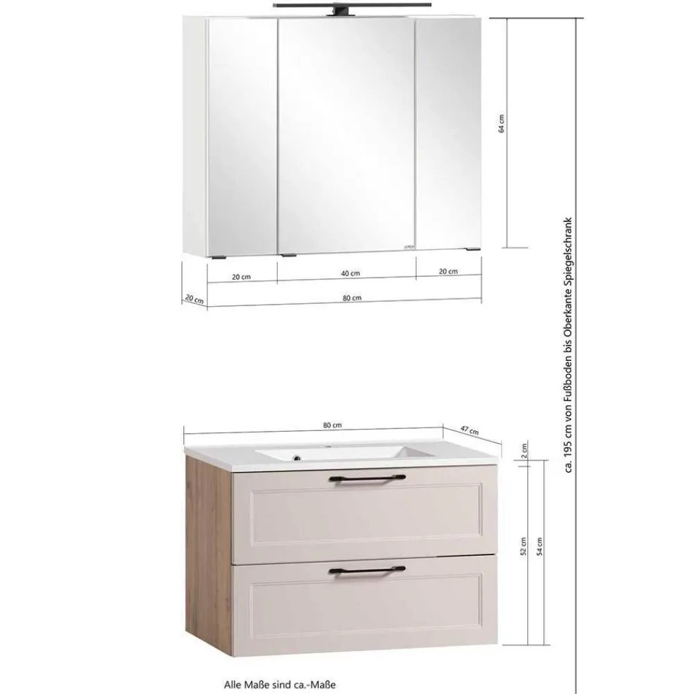 Wohnen Badezimmer Komplett*Country Style Badezimmermöbel Set - Trioto (vierteilig)