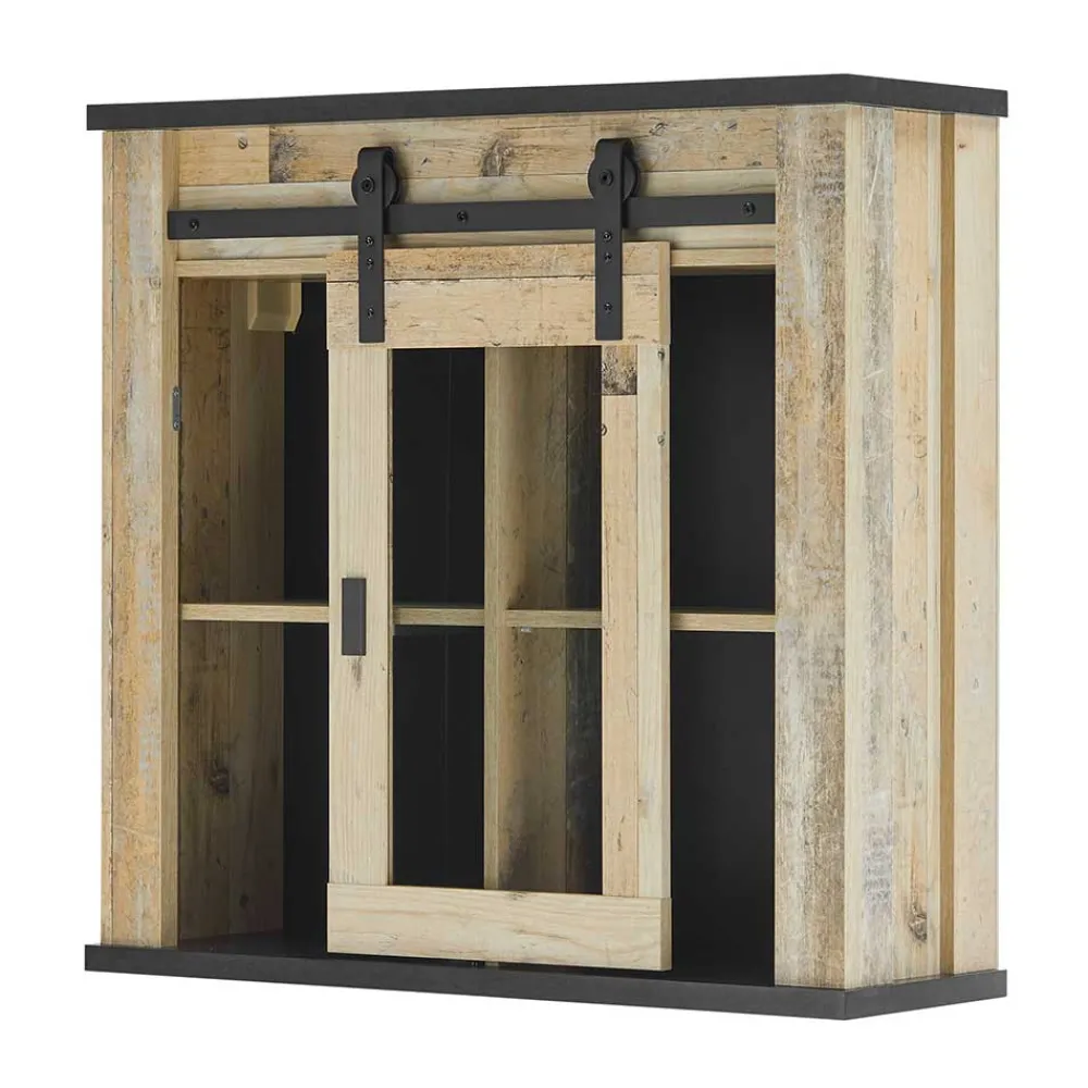 Wohnen Country Style Oberschrank mit Glas Schiebetür - Garisa