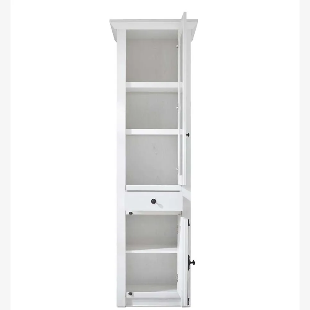 Wohnen Wohnzimmerschränke*Country Style Wohnwand Vitrine in Weiß - Chelles