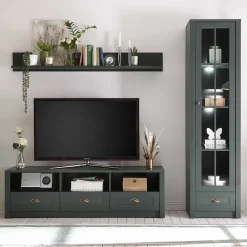 Wohnen Glasmöbel|Wohnzimmerschränke*Country TV Board & Möbel Set - Niestov (dreiteilig)