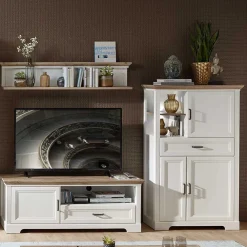 Wohnen Wohnwände|Wohnwand*Country Wohnmöbel Kombi Set - Sinolita (dreiteilig)