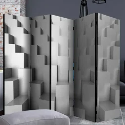 Wohnen Graue Möbel|Weiße Möbel*3D Effekt Paravent in Grau Weiß - Jule