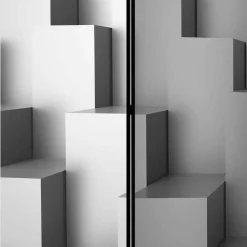 Wohnen Graue Möbel|Weiße Möbel*3D Effekt Paravent in Grau Weiß - Jule