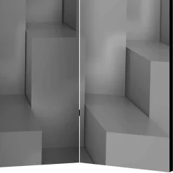 Wohnen Graue Möbel|Weiße Möbel*3D Effekt Paravent in Grau Weiß - Jule