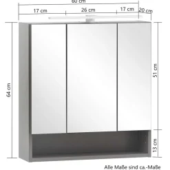 Wohnen 3D Spiegelschrank in Wildeiche Nachbildung - Tofias