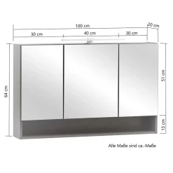 Wohnen 3D Spiegelschrank in Wildeiche Nachbildung - Tofias