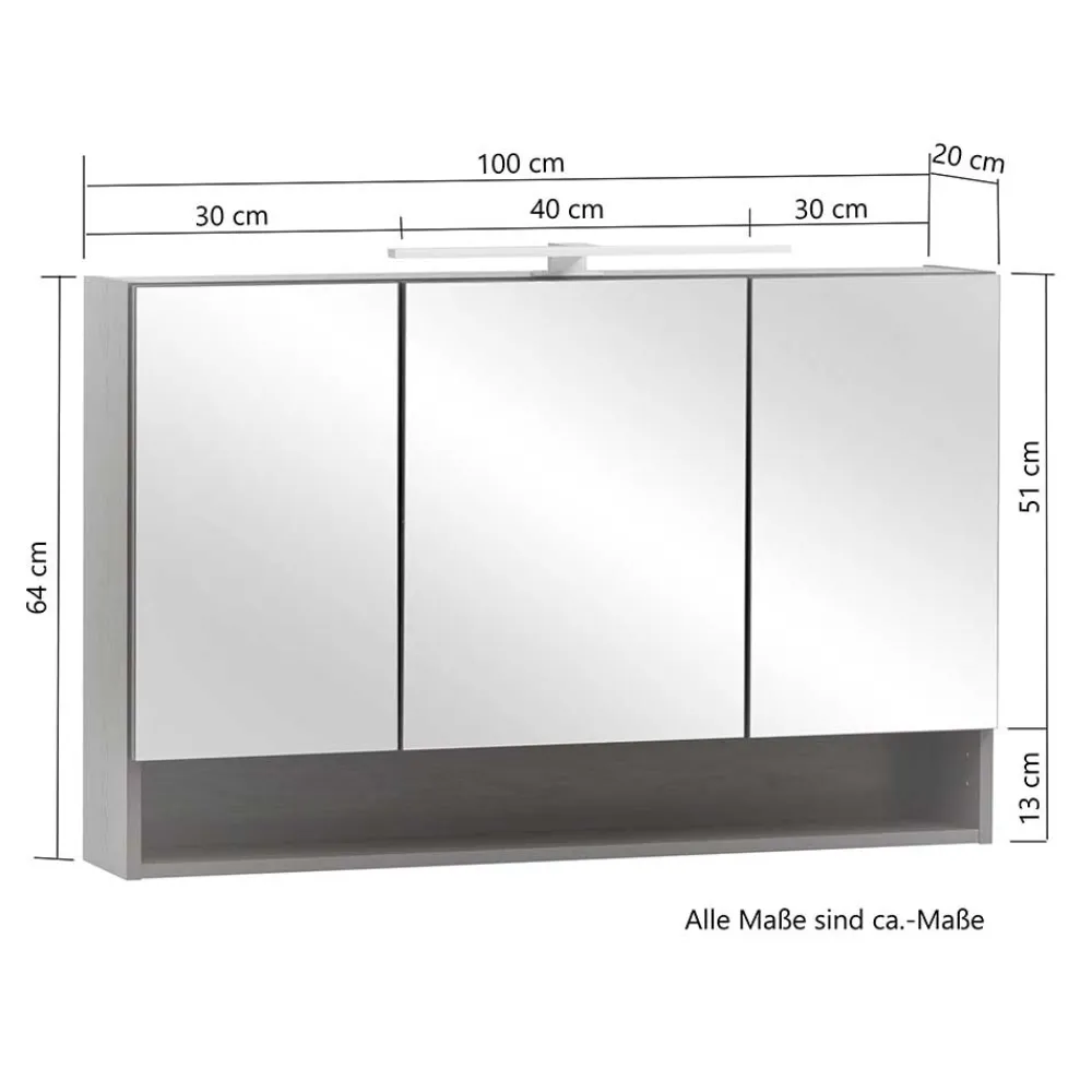 Wohnen 3D Spiegelschrank in Wildeiche Nachbildung - Tofias