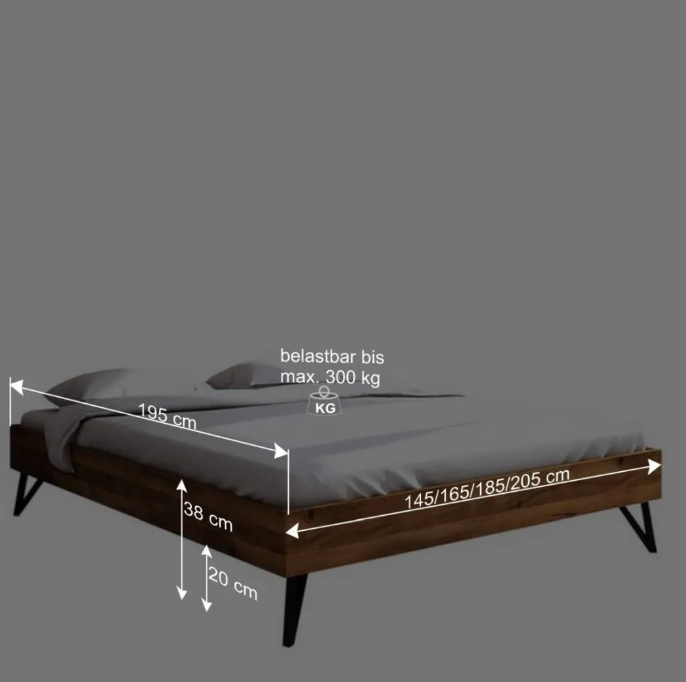 Wohnen Dachzimmer Holzbett mit 190cm Länge - Mandirov