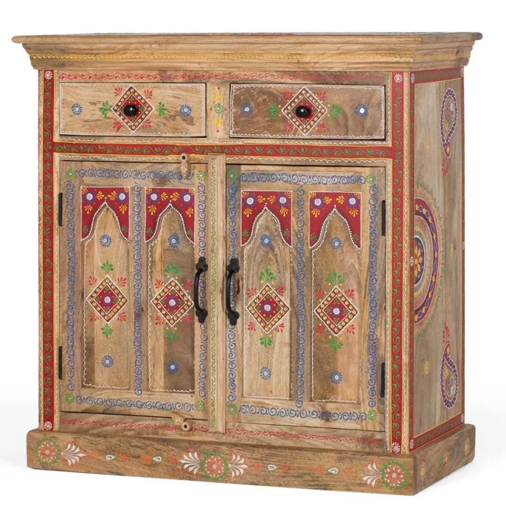 Wohnen Landhausmöbel|Küchenschränke*Dekorative Kommode mit bunten Ornament Mustern - Jalisa