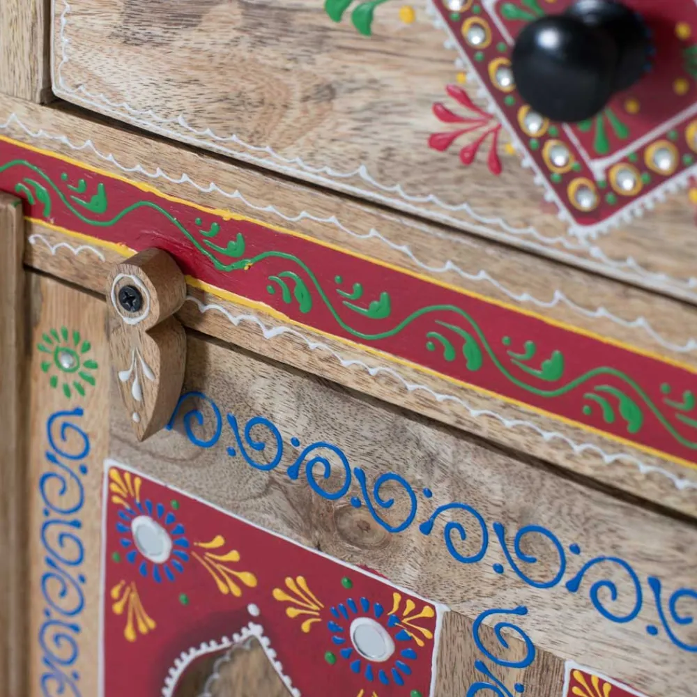 Wohnen Landhausmöbel|Küchenschränke*Dekorative Kommode mit bunten Ornament Mustern - Jalisa