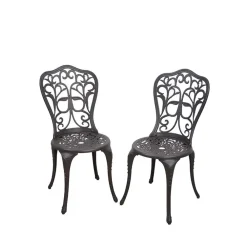 Wohnen Vintage Möbel|Metall-Gartenmöbel*Dekorative Metallstühle für Garten Ykan in Dunkelbraun (2er Set)