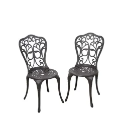 Wohnen Vintage Möbel|Metall-Gartenmöbel*Dekorative Metallstühle für Garten Ykan in Dunkelbraun (2er Set)