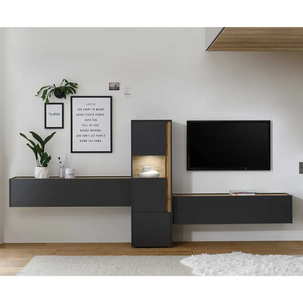 Wohnen Wohnwände|Wohnwand*Design Anbauwand fürs Wohnzimmer - Ahilav (dreiteilig)