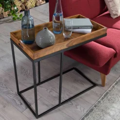 Wohnen Telefontische*Design Anstelltisch aus Holz & Eisen - Kirana