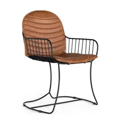 Wohnen Design Armlehnenstuhl aus Leder Hellbraun - Persia (2er Set)