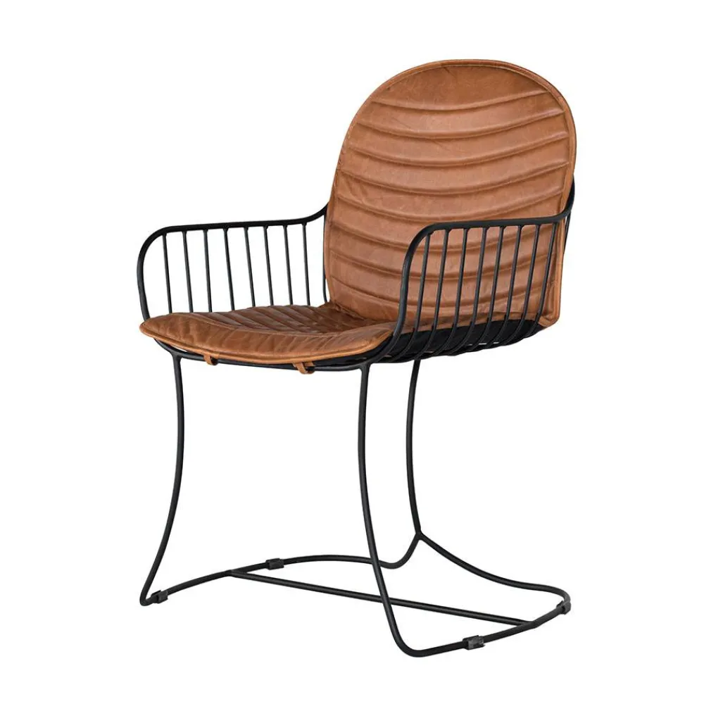 Wohnen Design Armlehnenstuhl aus Leder Hellbraun - Persia (2er Set)