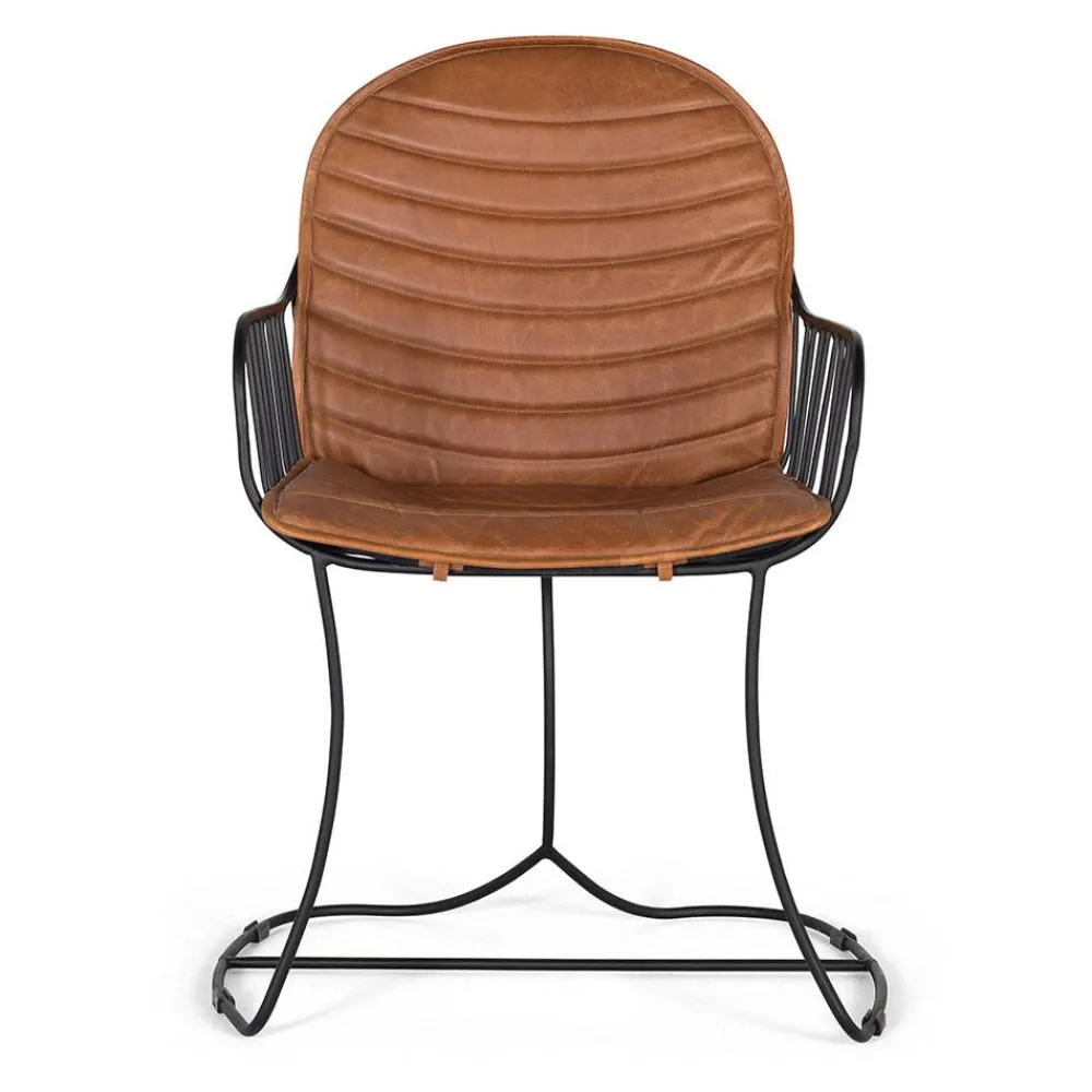 Wohnen Design Armlehnenstuhl aus Leder Hellbraun - Persia (2er Set)