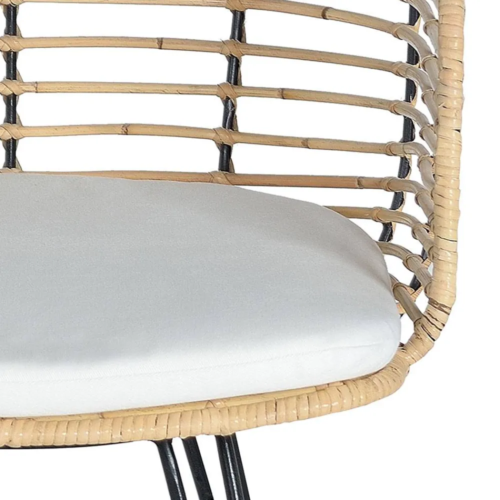 Wohnen Schwarze Möbel|Rattanmöbel*Design Armlehnenstuhl in Rattan Natur und Schwarz - Adatto (2er Set)