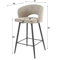 Wohnen Barhocker|Sessel & Hocker*Design Barstuhl aus Boucle in Beige - Ludizia (2er Set)