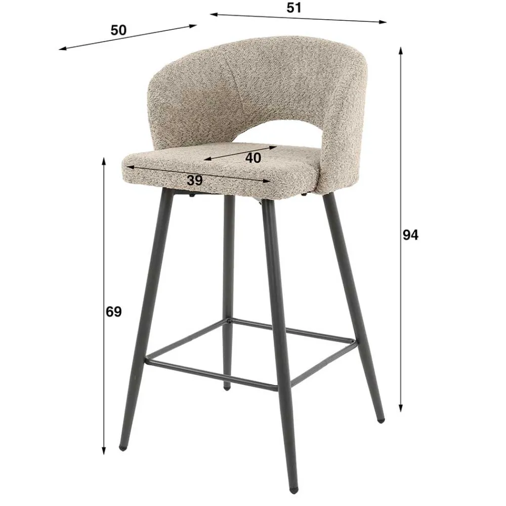 Wohnen Barhocker|Sessel & Hocker*Design Barstuhl aus Boucle in Beige - Ludizia (2er Set)