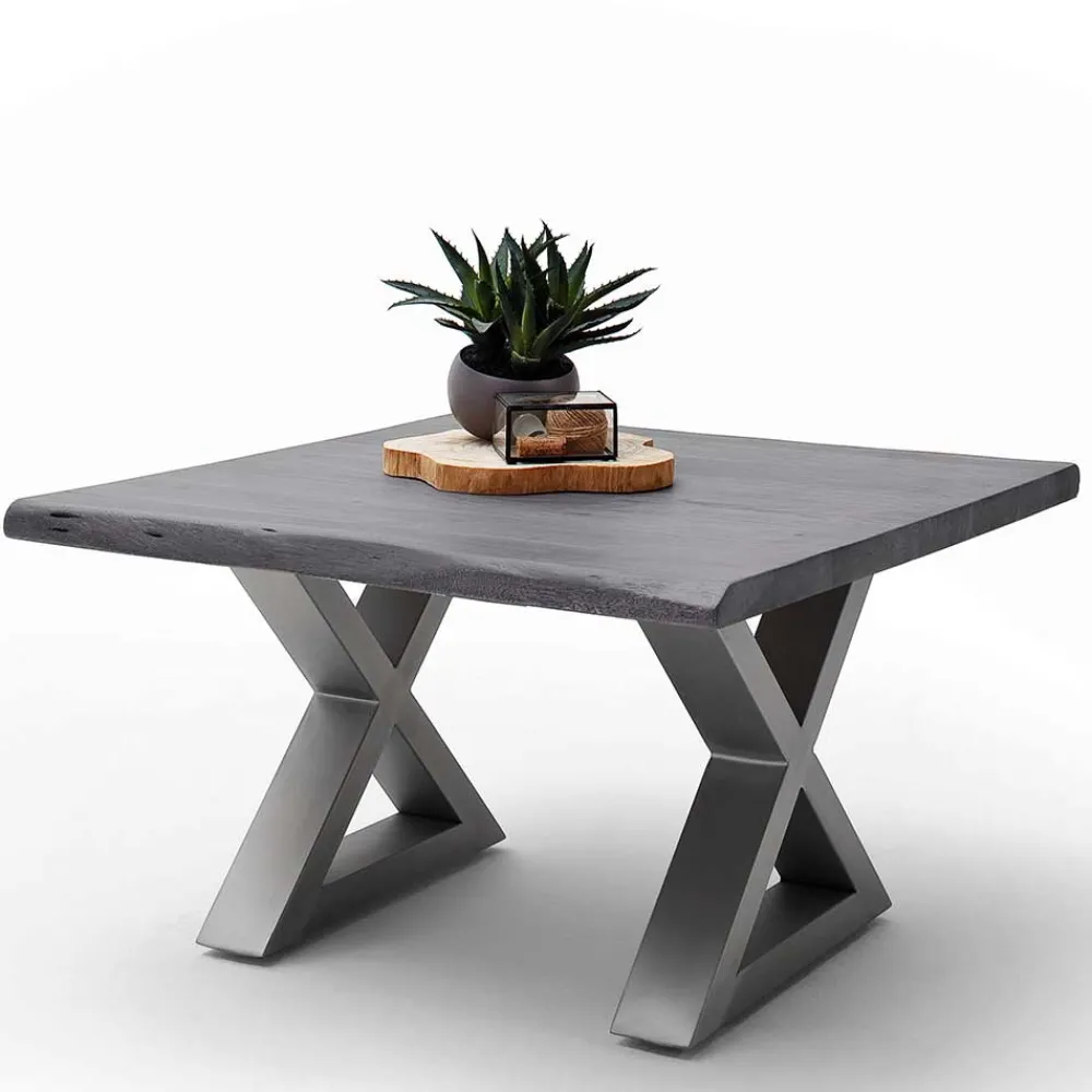 Wohnen Graue Möbel|Naturholzmöbel*Design Baumkanten-Couchtisch in Grau - Siestago
