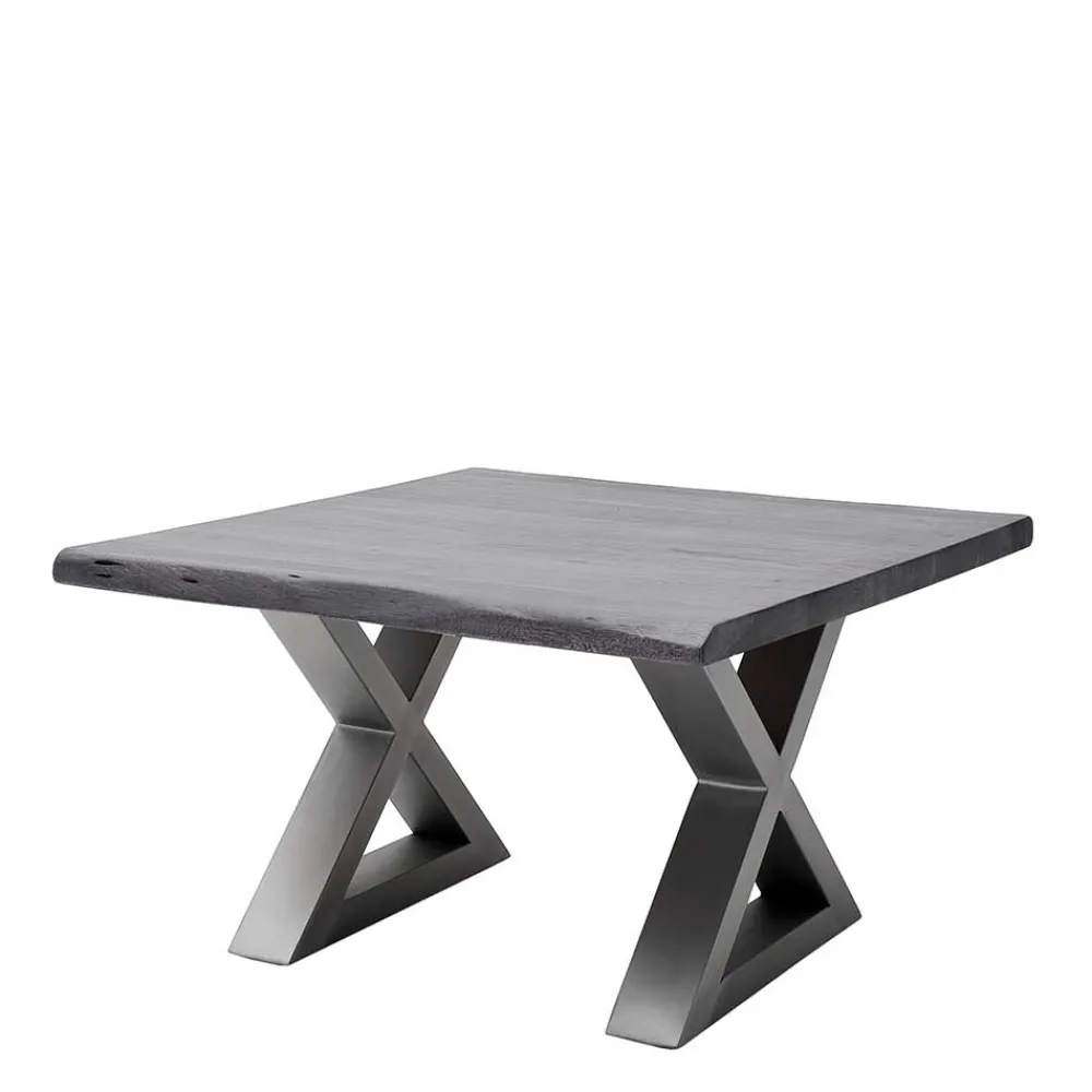 Wohnen Graue Möbel|Naturholzmöbel*Design Baumkanten-Couchtisch in Grau - Siestago