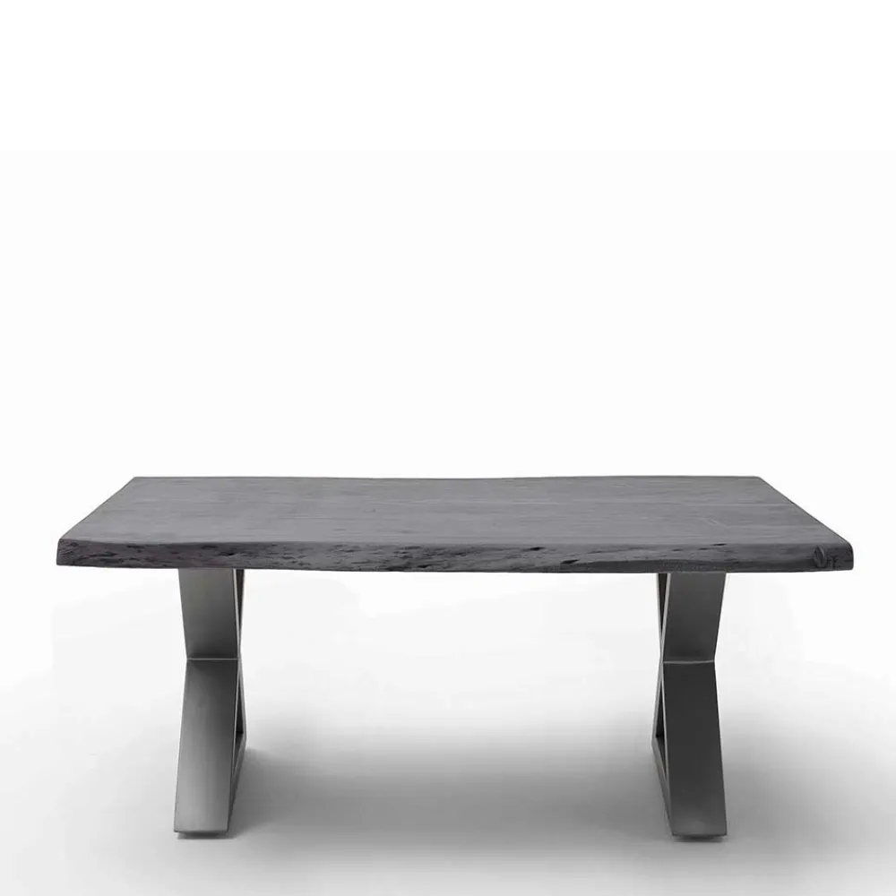 Wohnen Graue Möbel|Naturholzmöbel*Design Baumkanten-Couchtisch in Grau - Siestago