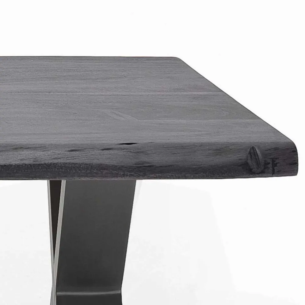 Wohnen Graue Möbel|Naturholzmöbel*Design Baumkanten-Couchtisch in Grau - Siestago