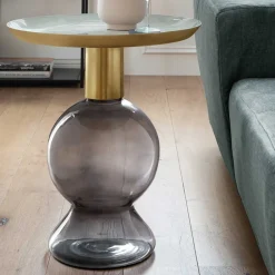 Wohnen Design Beistelltisch mit Rauchglas Fuß - Fernandez