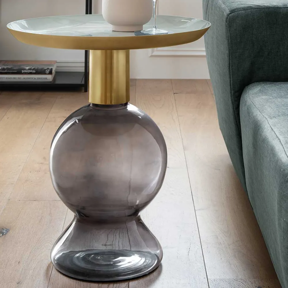 Wohnen Design Beistelltisch mit Rauchglas Fuß - Fernandez