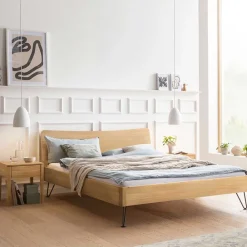 Wohnen Graue Möbel|Naturholzmöbel*Design Bett aus hell geölter Eiche - Promenada