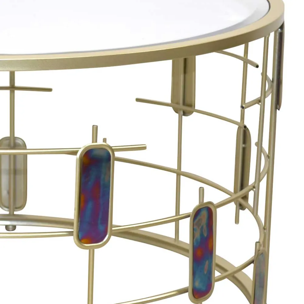 Wohnen Design Couchtisch aus Spiegelglas & Metall Gold - Liss