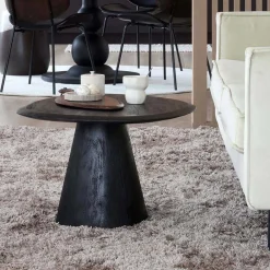 Wohnen Design Couchtisch in Schwarz Massivholz - Standing
