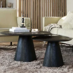 Wohnen Design Couchtisch in Schwarz Massivholz - Standing