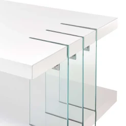 Wohnen Design Couchtisch in Weiß Hochglanz & Glas - Klemak