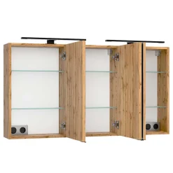 Wohnen Glasmöbel|Badezimmer Komplett*Design Doppel-Waschtisch & Spiegelschrank - Crystoga (zweiteilig)