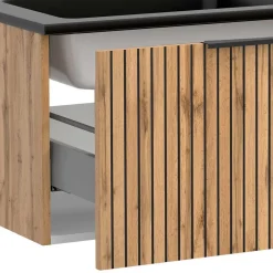 Wohnen Glasmöbel|Badezimmer Komplett*Design Doppelwaschtisch mit Lichtspiegeln - Crystoga (dreiteilig)