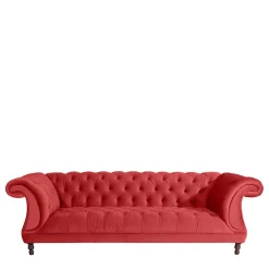 Wohnen Braune Möbel|Sofas*Design Dreisitzer aus Samtvelours in Rot - Rosanna