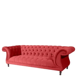 Wohnen Braune Möbel|Sofas*Design Dreisitzer aus Samtvelours in Rot - Rosanna